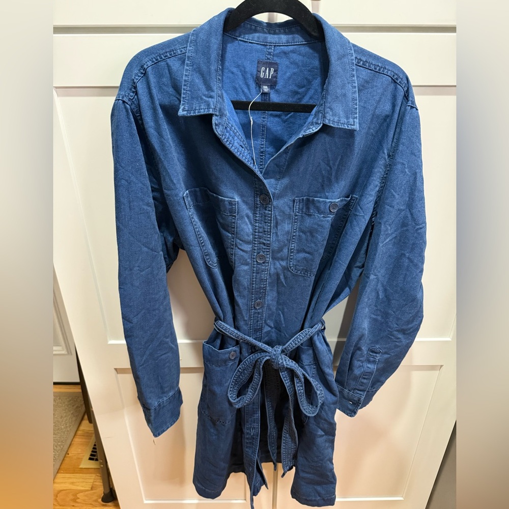 GAP Blue Denim Cotton Blend Dress NWT
